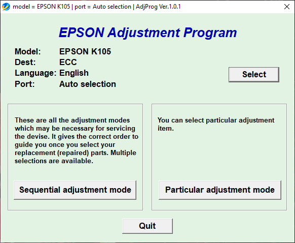 Epson K105 Adjustment Program free download