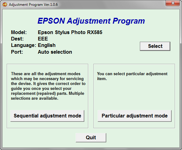 Epson Stylus Photo RX585 Adjustment Program Free Download