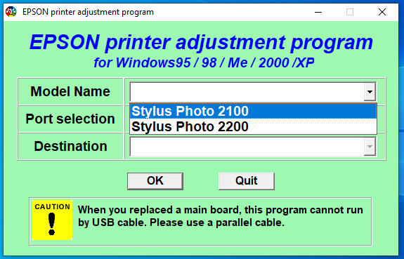 Epson SP2100 SP2200 resetter free download