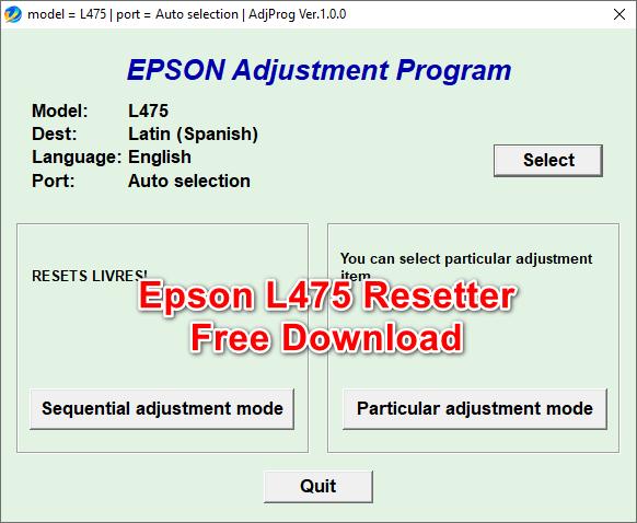 Epson L475 Resetter Tool Free Download