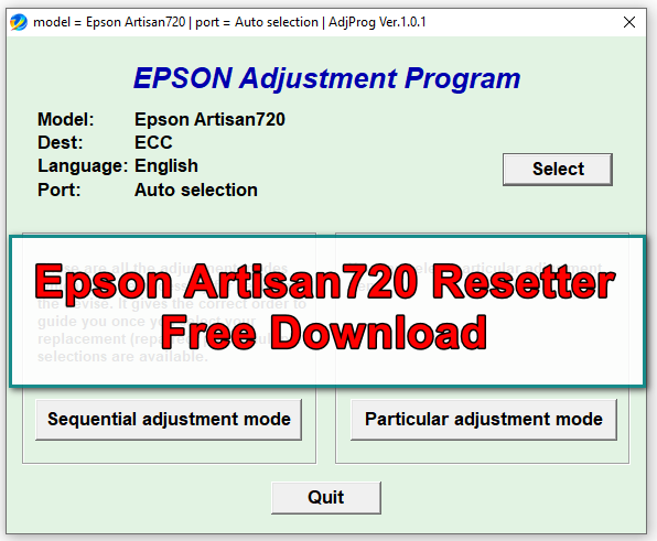 Epson Artisan 720 Resetter Tool Free Download  