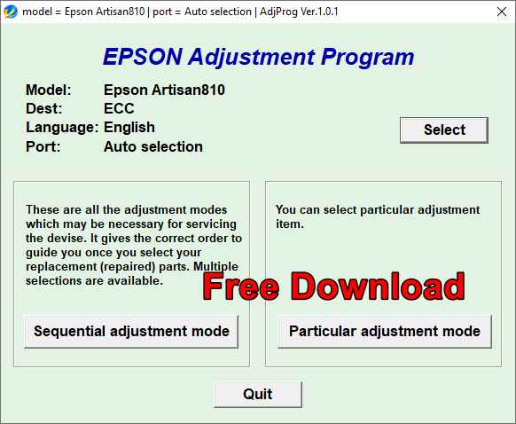 Epson Artisan 810 Resetter Tool Free Download
