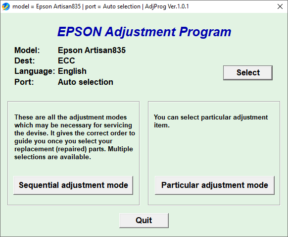 Epson Artisan 835 Resetter Tool Free Download