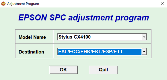 Epson CX4100 Resetter Adjustment Program