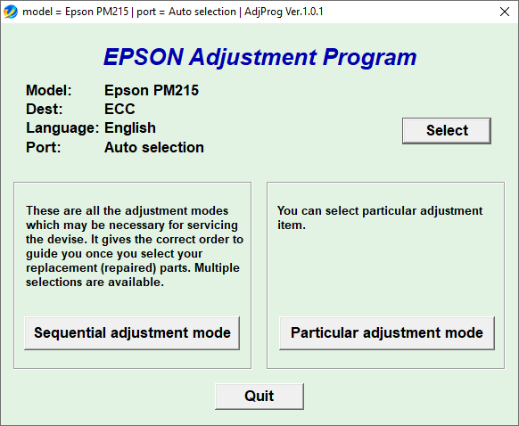 Epson PM215 Resetter