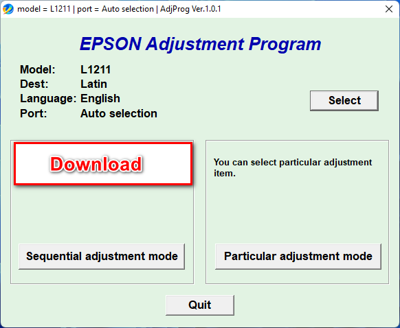 Epson L1211 Resetter Free Download