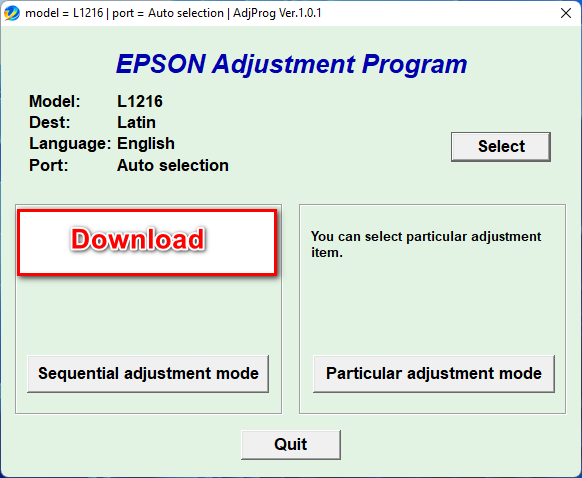 Epson L1216 Resetter Free Download